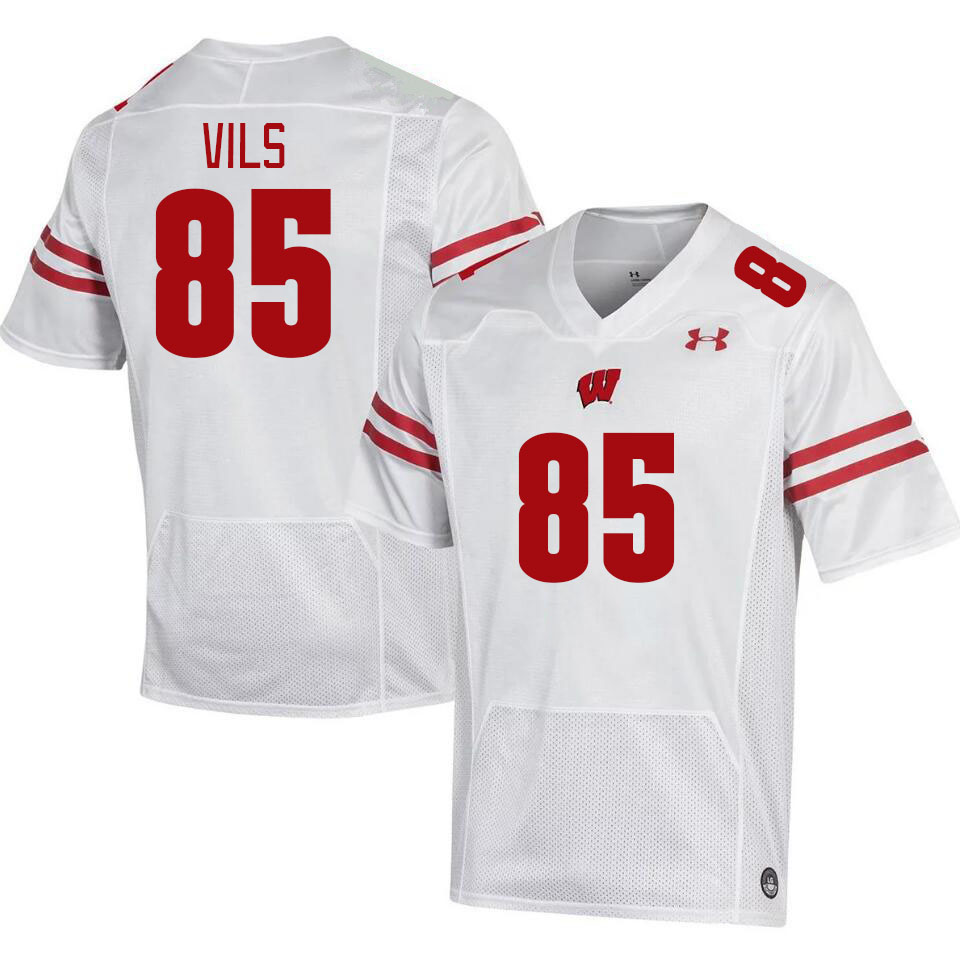 Men #85 Nolan Vils Wisconsin Badgers College Football Jerseys Stitched Sale-White - Click Image to Close